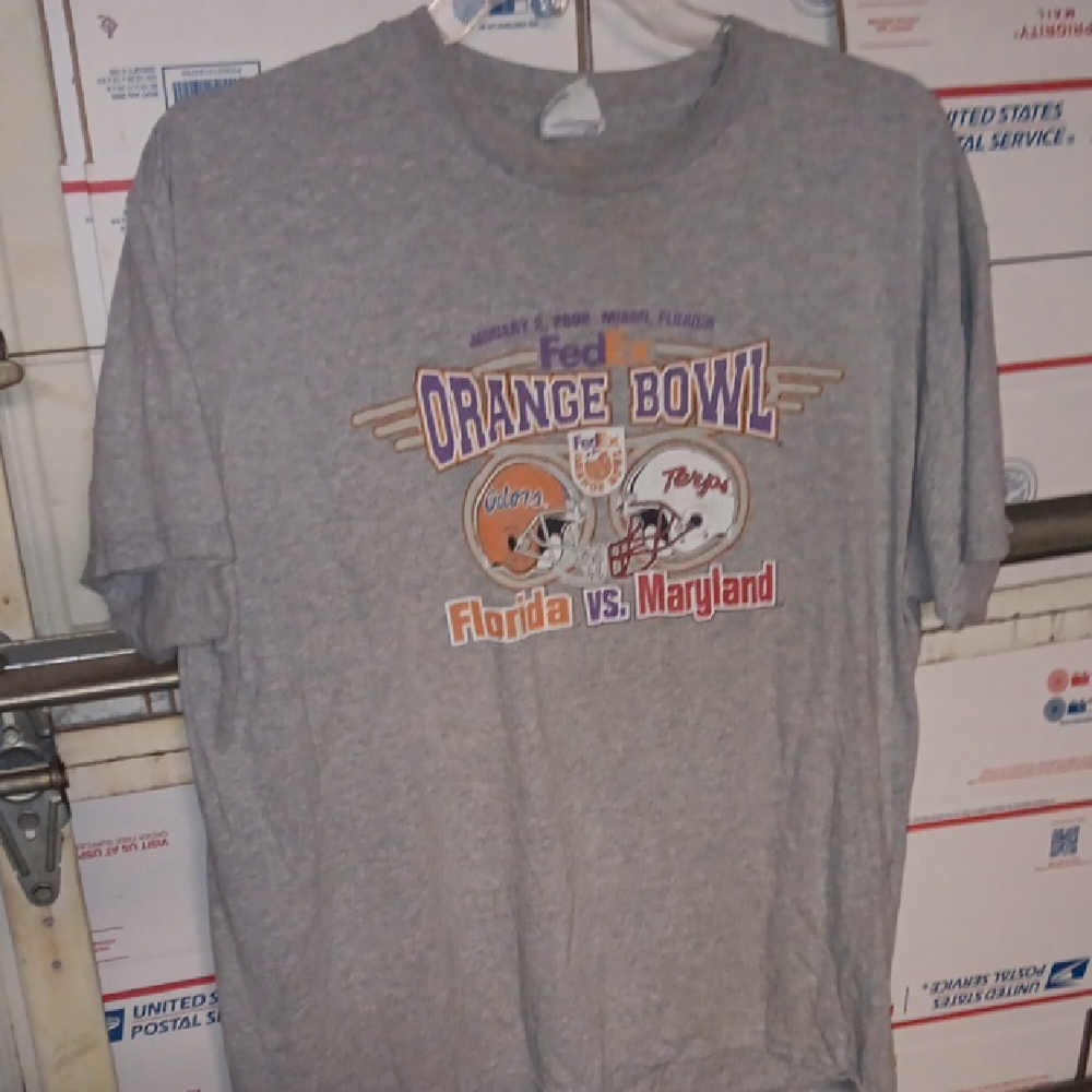 Briar Creek Size L.2002 Gray Orange Bowl Shirt (SKU 572)